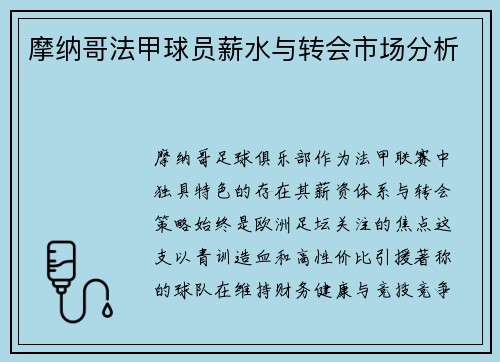 摩纳哥法甲球员薪水与转会市场分析